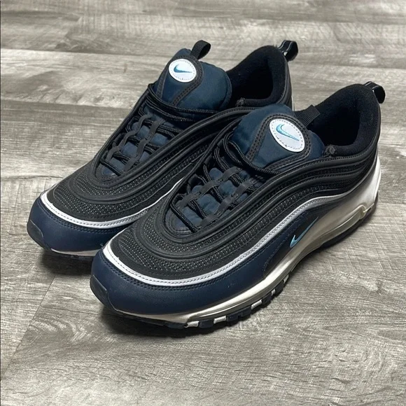 Nike Air Max 97 Black and Blue Sneakers with Air Cushioning - Picture 2 of 14